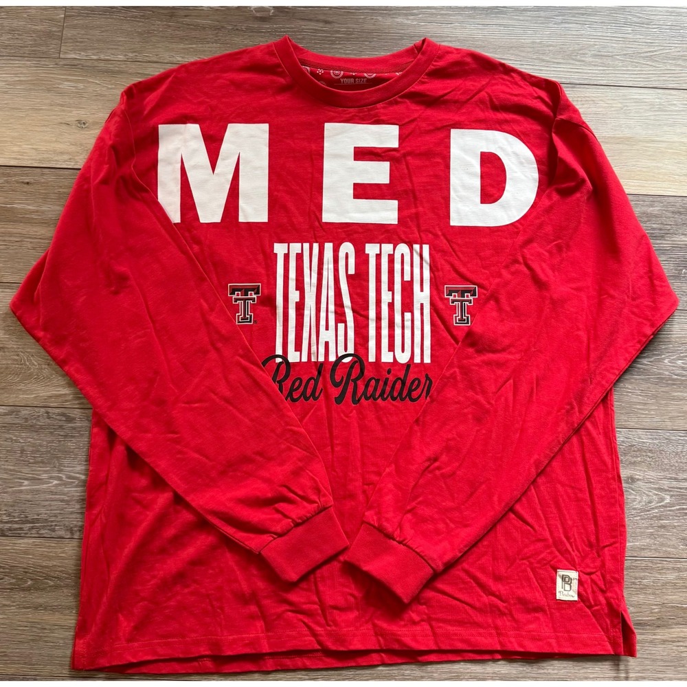 NWT Unisex Texas Tech Red Raiders Pressbox Gameday LS Tee -OS(XL equivalent)-Red